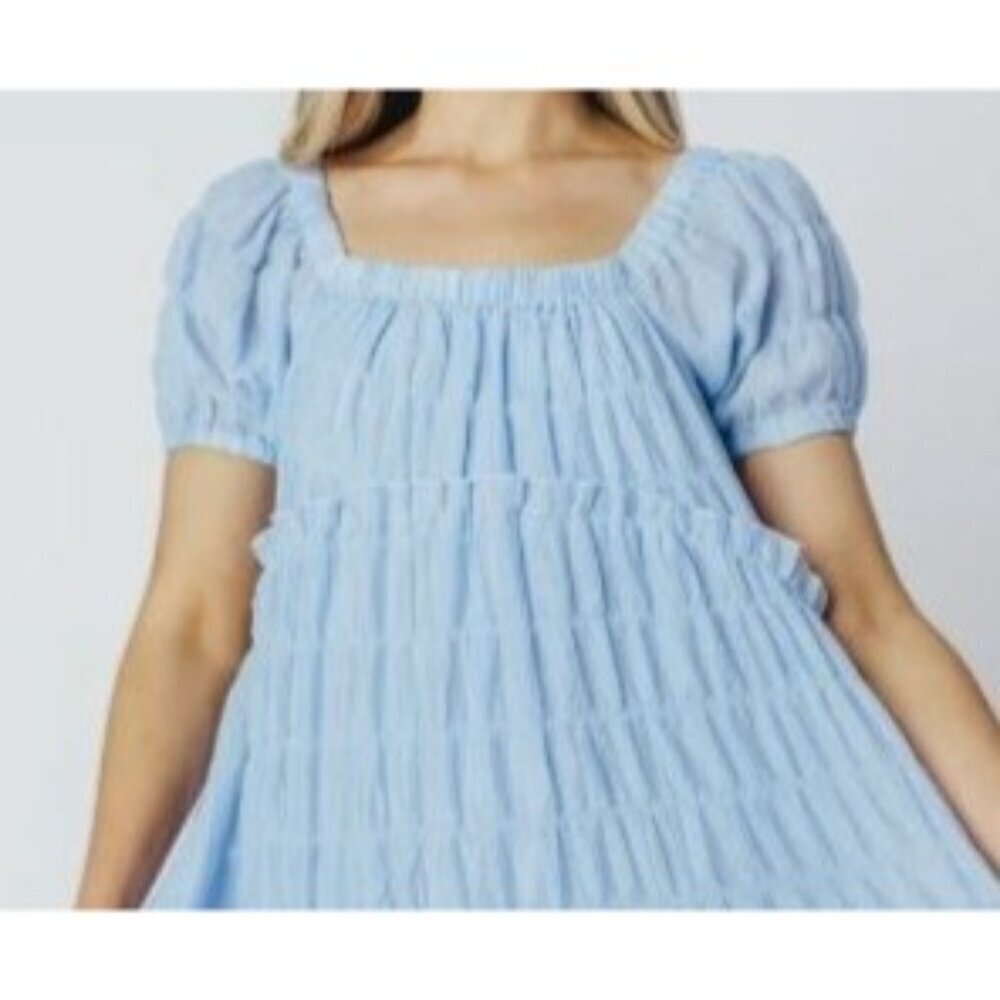 On and Off the Shoulder Kendal Maxi Dress with Ruffled Tiers in Blue | Large - Picture 3 of 13